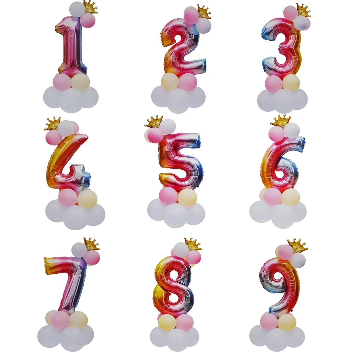 Set aranjament 14 baloane folie si latex cifre 0-9