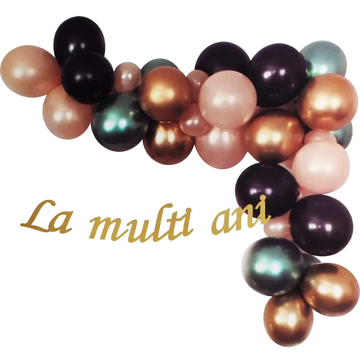 Ghirlanda cu baloane cromate si banner La Multi Ani