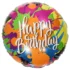 Balon folie Happy Birthday, rotund, 45 cm