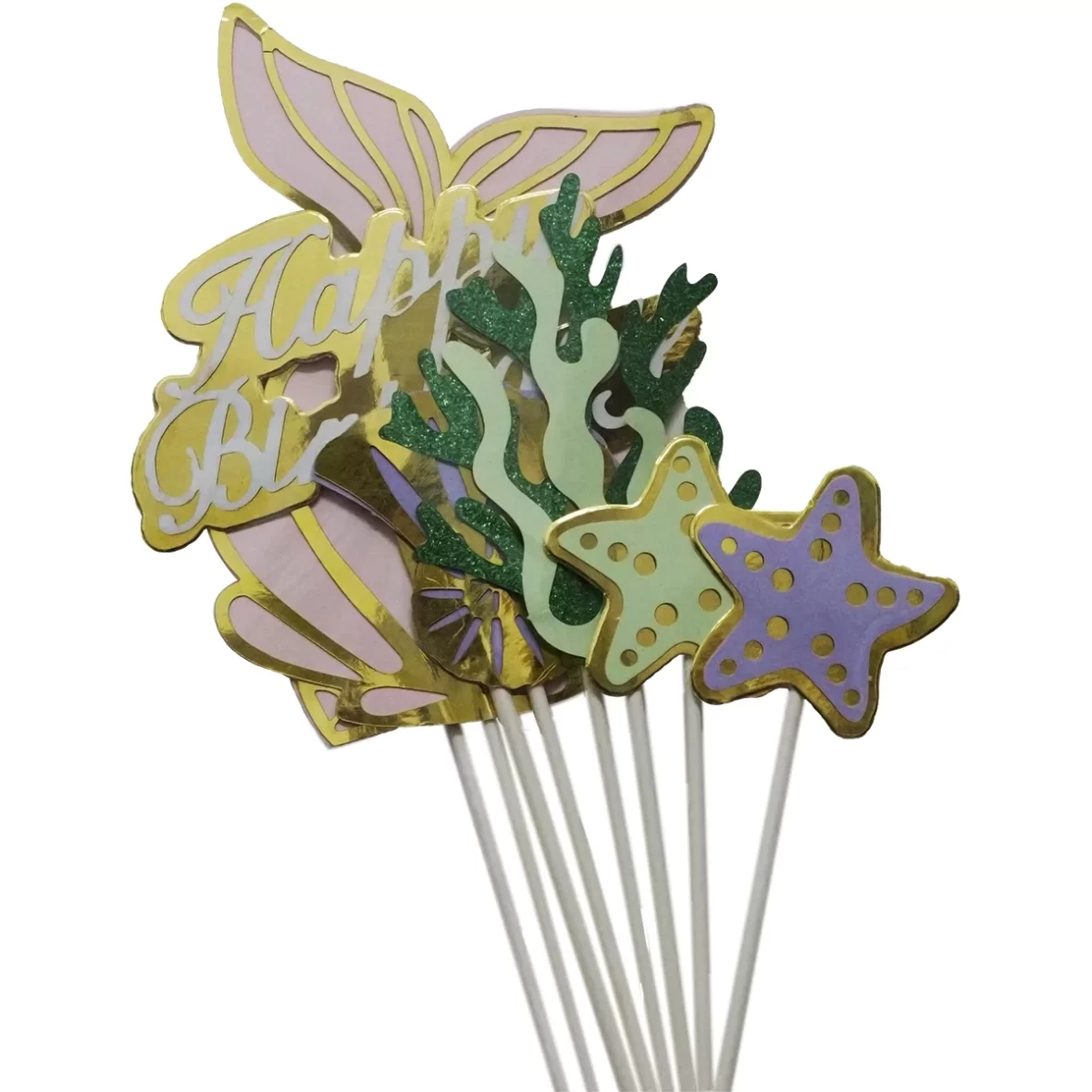 Set topper si decoratiuni tort Ocean Party 20 cm