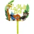 Topper tort La Multi Ani auriu, Jungle Party 16 cm