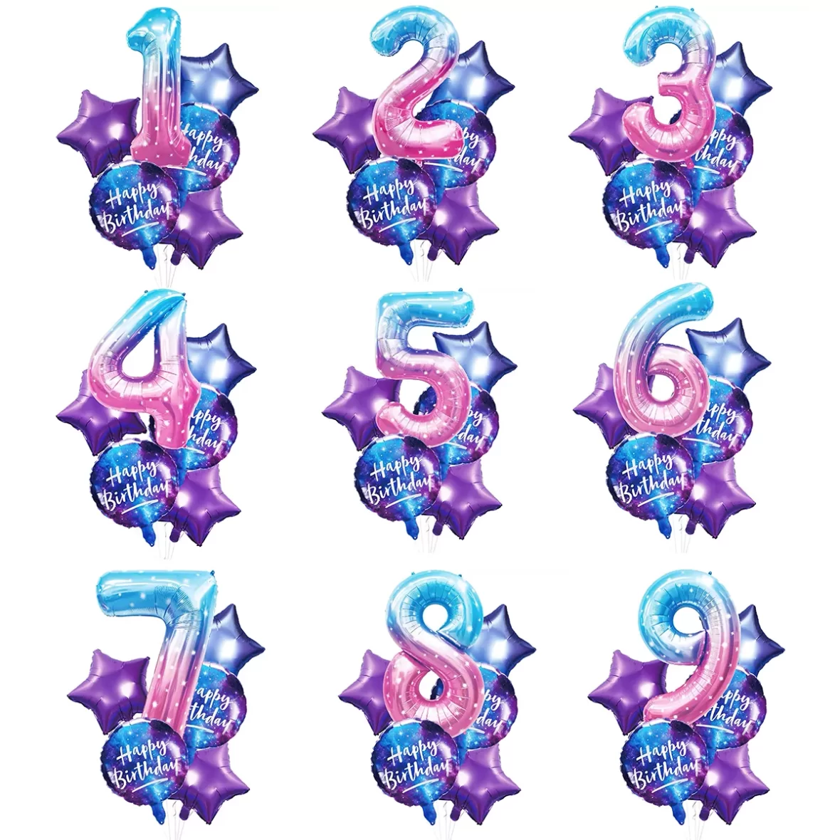 Set aranjament 6 baloane folie cu cifra 0-9