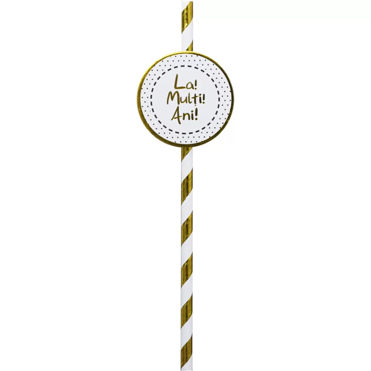 Set 6 paie bauturi La Multi Ani, auriu-alb