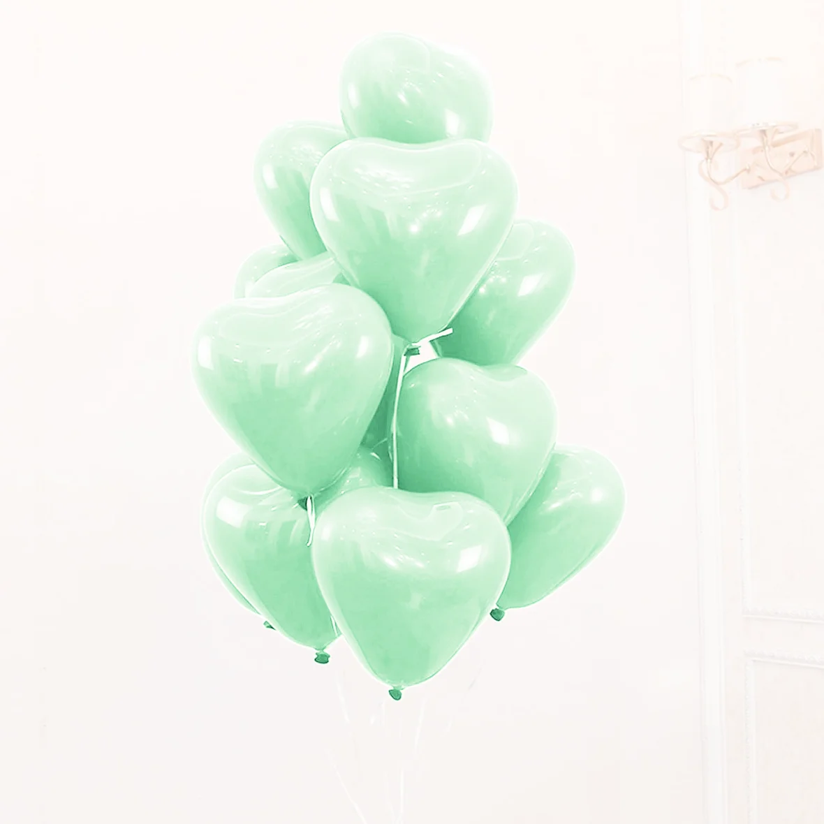 Baloane latex in forma de inimioara, Verde Macaron, 30 cm, 6 buc.
