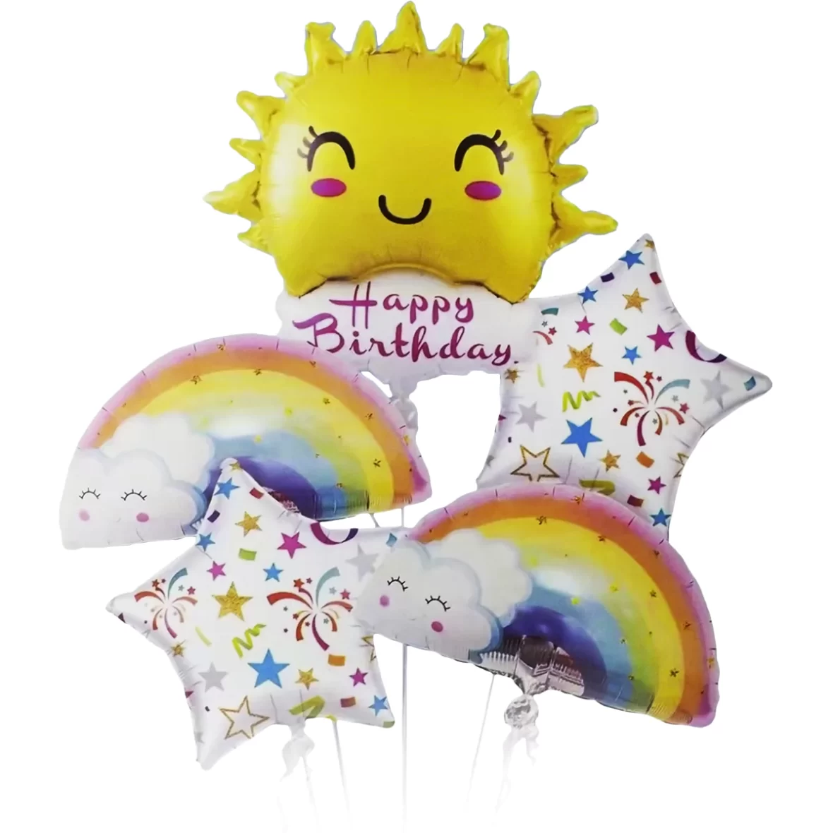 Set 5 baloane folie Soare-Curcubeu
