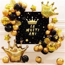 1253-set-aranjament-baloane-la-multi-ani-auriu-negru-cu-coronite-si-banner-carton-negru
