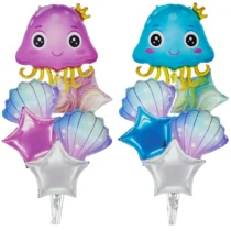 1276-set-6-baloane-folie-ocean-party-cu-scoici-stelute-si-figurina-caracatita-roz