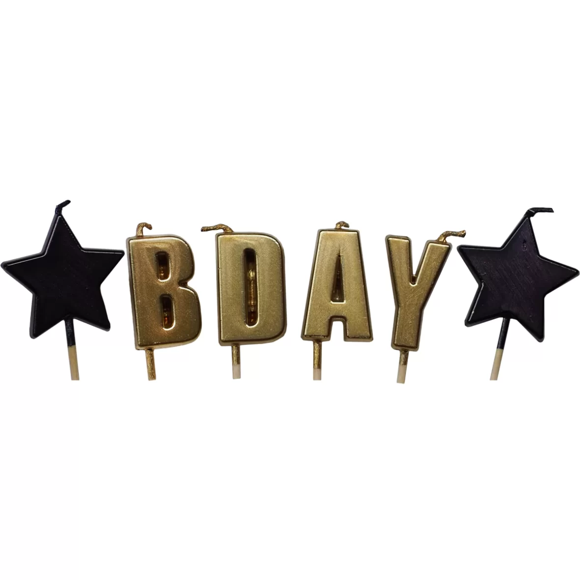 Set lumanari B-Day, aurie cu stelute negre