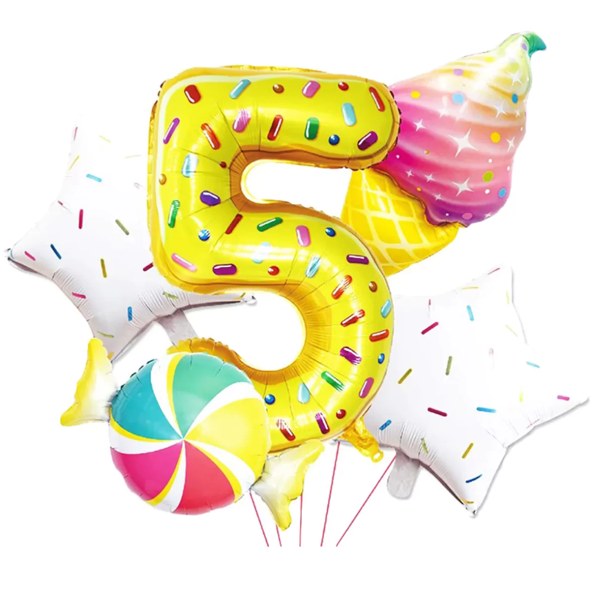 Set aranjamente 5 baloane Sweets Party, Cifra 5