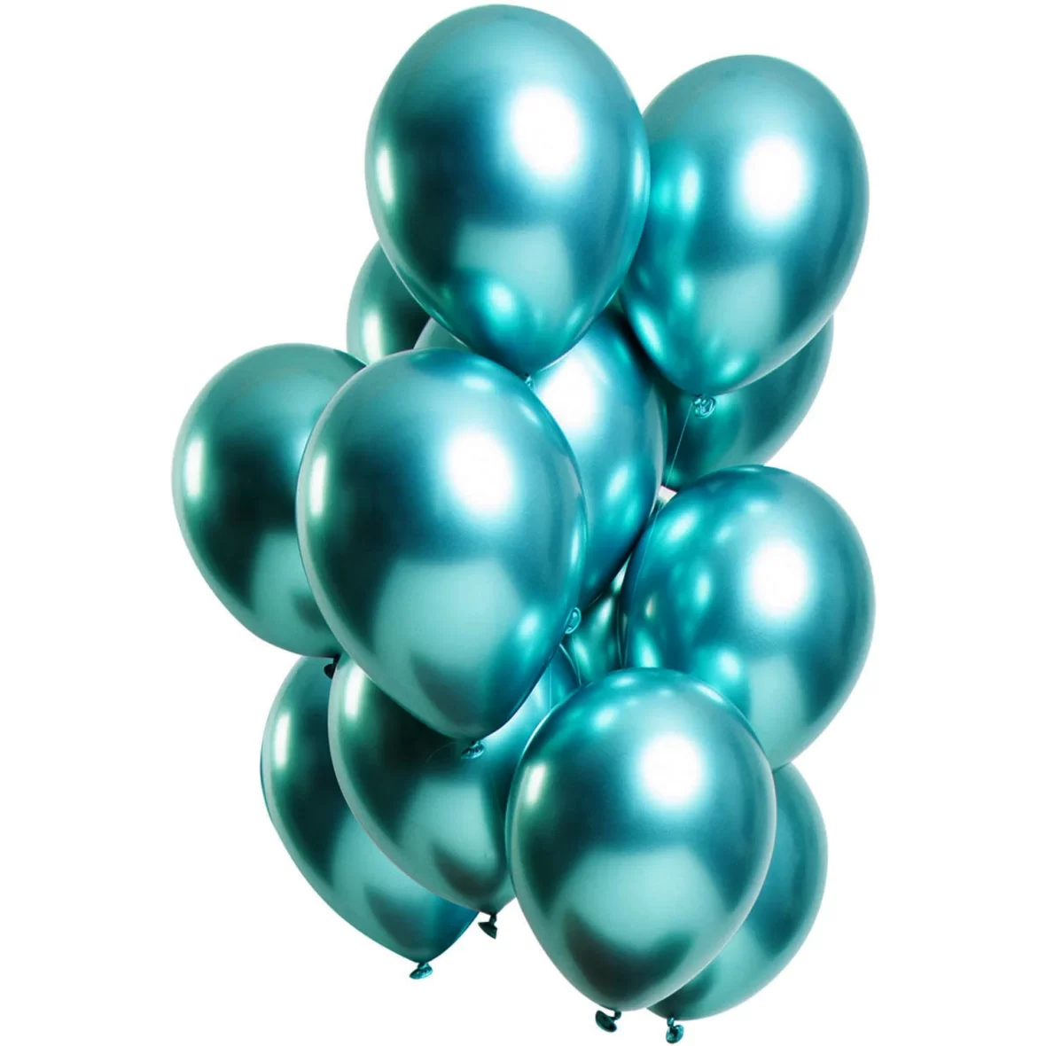 Set 10 baloane latex cromate, Turcoaz Inchis, 25 cm, cod culoare #124