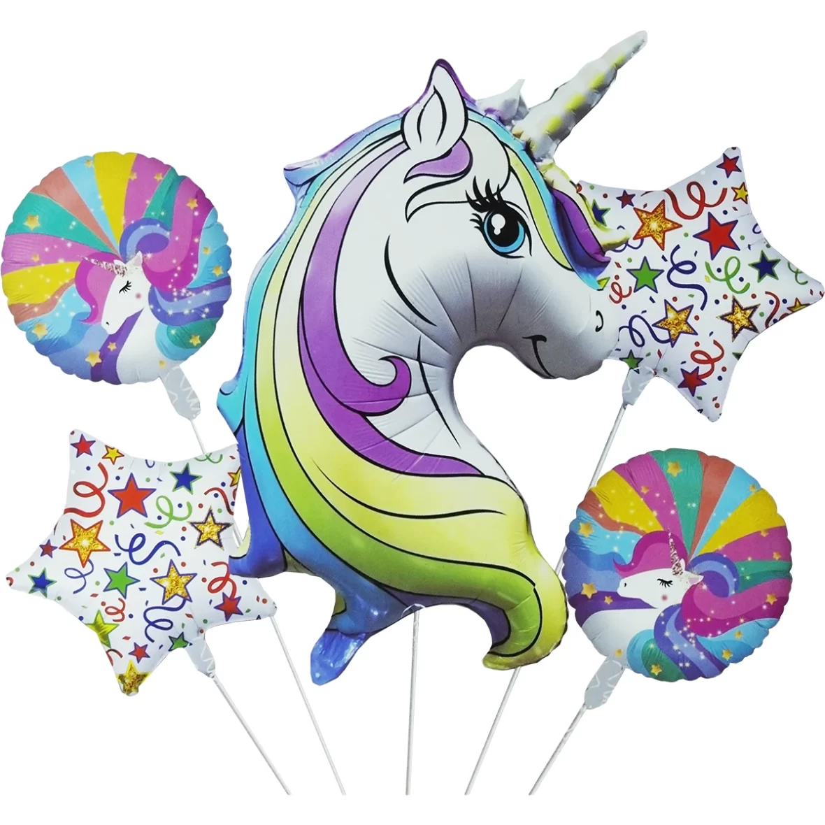 Set aranjament 5 baloane folie Unicorn, model 3