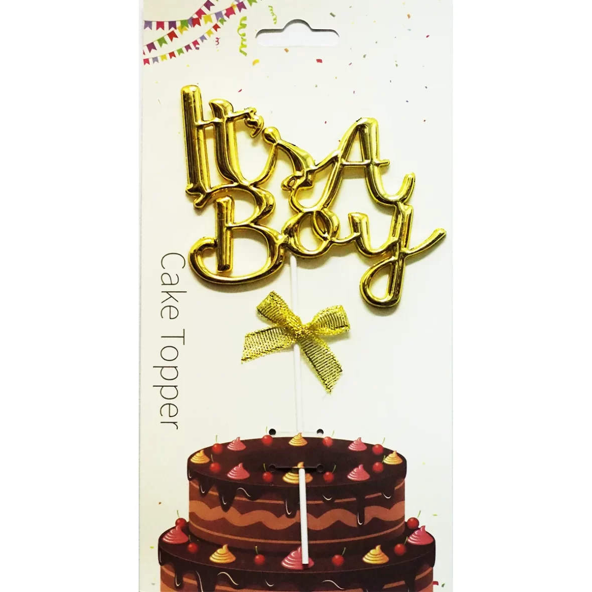 Topper tort It’s a Boy, auriu 18 cm