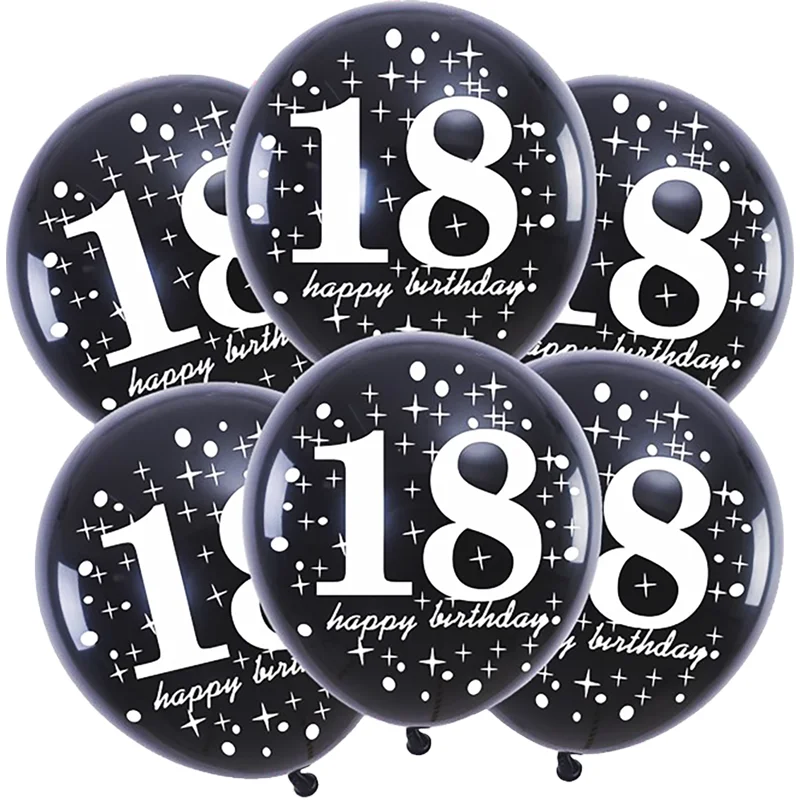 Set 6 baloane latex cu 18 ani, 30 cm