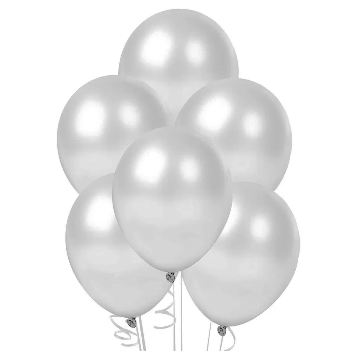 Set 10 baloane latex perlate, Argintiu, 12 cm, cod culoare #127