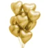 Set 6 baloane latex in forma de inima, Auriu, cromate, 30 cm