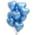 Set 6 baloane latex in forma de inima, Albastru, cromate, 30 cm