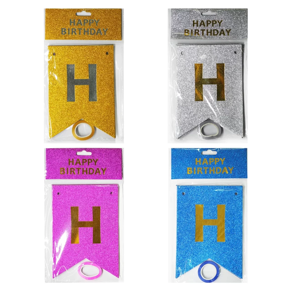 Ghirlanda decorativa Happy Birthday glitter