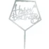 Topper Happy Birthday argintiu, 19 cm