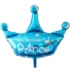 Balon Coronita Print, Mesaj Happy Birthday Prince, Umflare cu Aer sau Heliu, Folie Mylar, Albastru, 85 cm