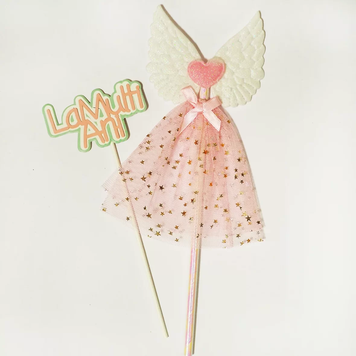 Set toppere La Multi Ani cu aripioare, roz