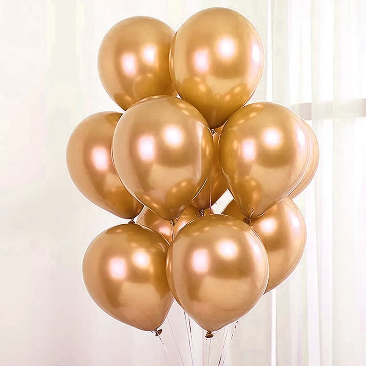 Set 6 Baloane Latex, Cromate, Rose Gold Inchis, 30 cm