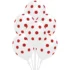 Set 10 baloane latex cu buline, alb cu buline rosii, 30 cm