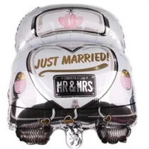 445-balon-in-forma-de-masina-cu-mesaj-just-married-60-cm