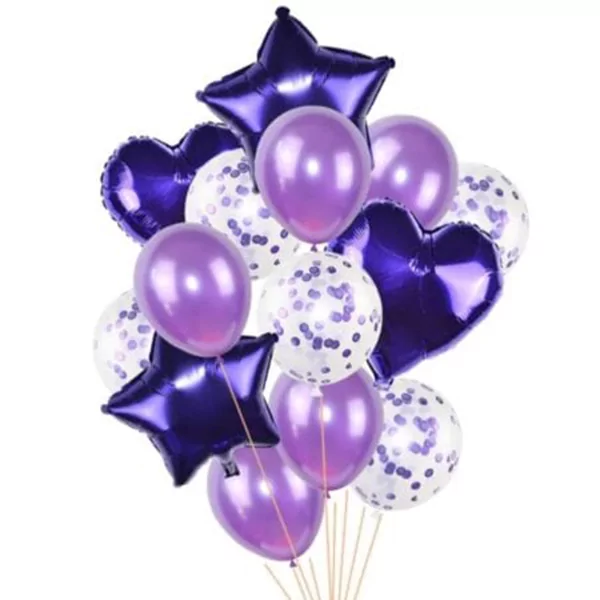 Set aranjament 14 baloane folie si latex, mov