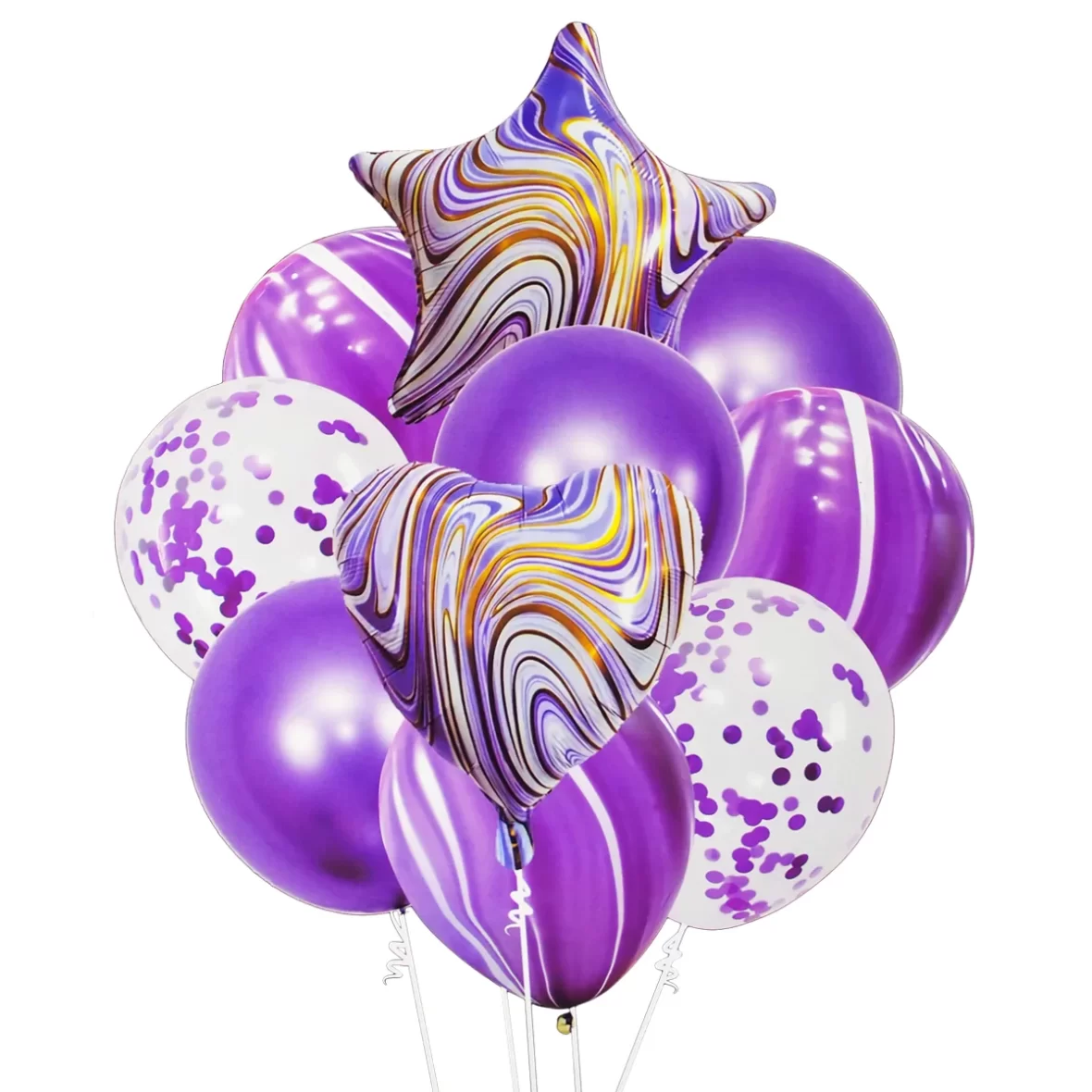 Set aranjament 10 baloane folie si latex, agate mov