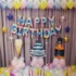 Set aranjament baloane folie si latex tort si sampanie si banner Happy Birthday, 55 buc
