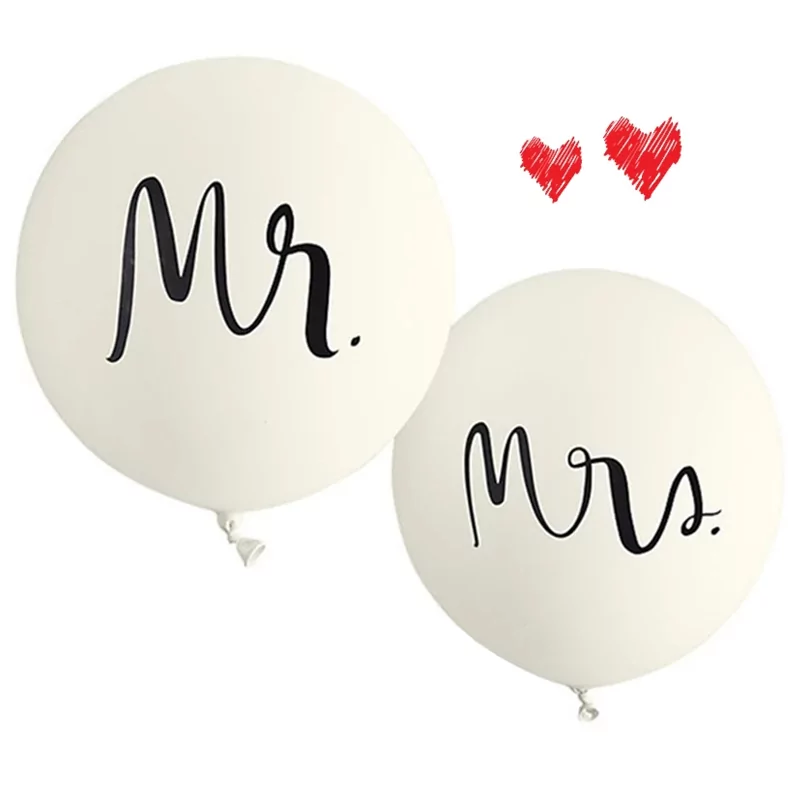 Baloane Jumbo Mr & Mrs rotunde, 90 cm