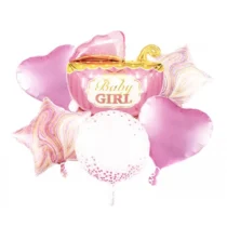 847-set-aranjament-6-baloane-cu-figurina-carucior-baby-girl-roz