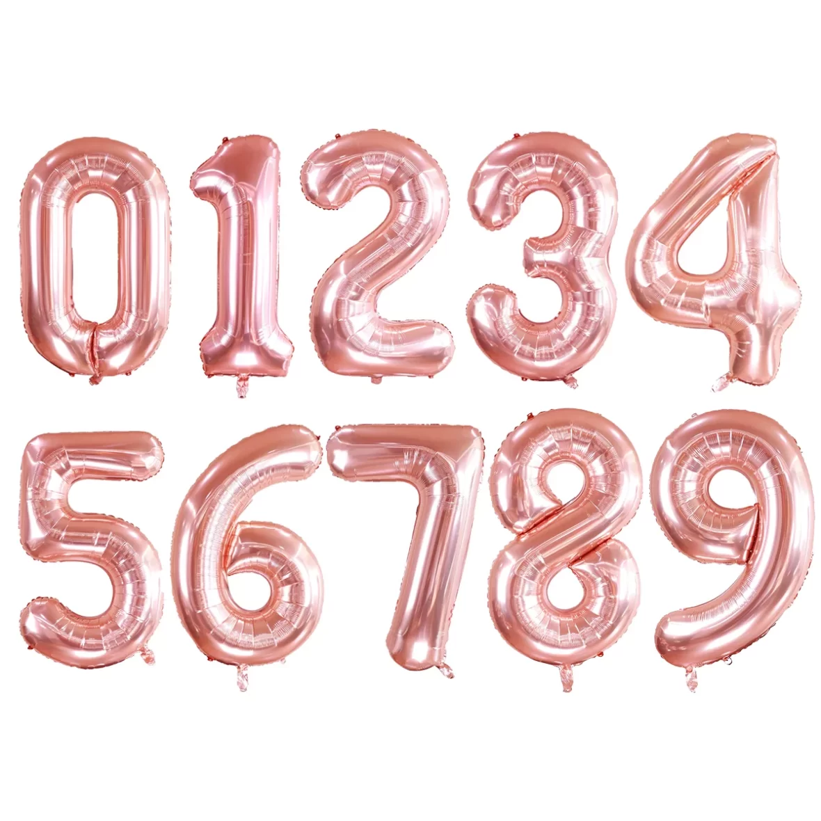 Baloane folie in forma de cifre 1, 2, 3, 4, 5, 6, 7, 8, 9, 0, Rose Gold, 100 cm