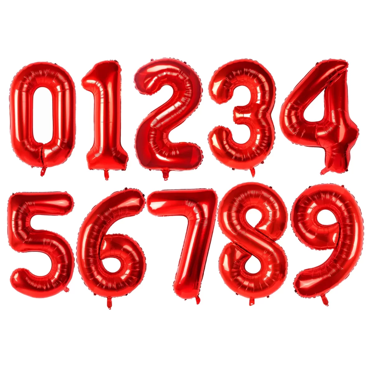 Baloane folie in forma de cifre 1, 2, 3, 4, 5, 6, 7, 8, 9, 0, Rosu, 100 cm