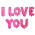 Set aranjament baloane litere I Love You, roz cu inimioare