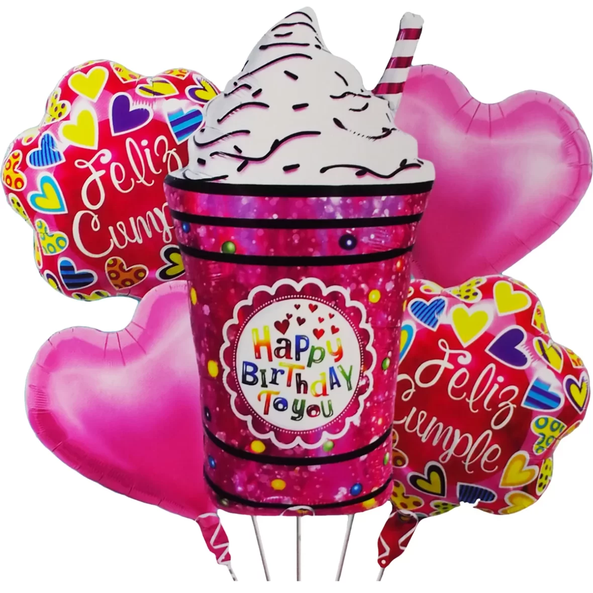 Set aranjament 5 baloane folie cu figurina Cupa de Inghetata