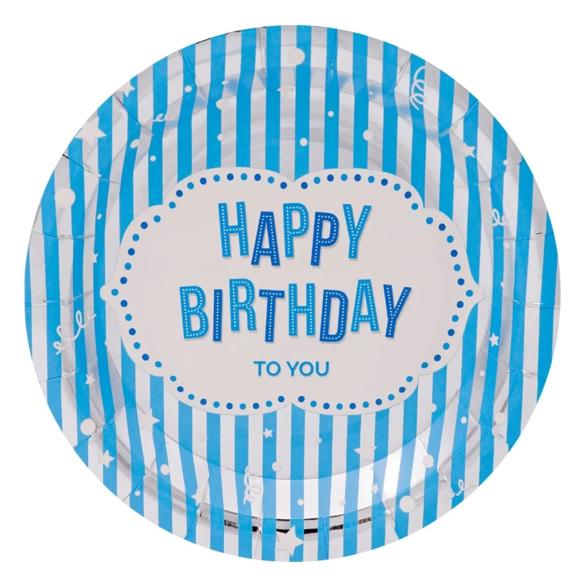 Set 6 farfurii Happy Birthday, albastru, 18 cm