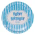 Set 6 farfurii Happy Birthday, albastru, 18 cm