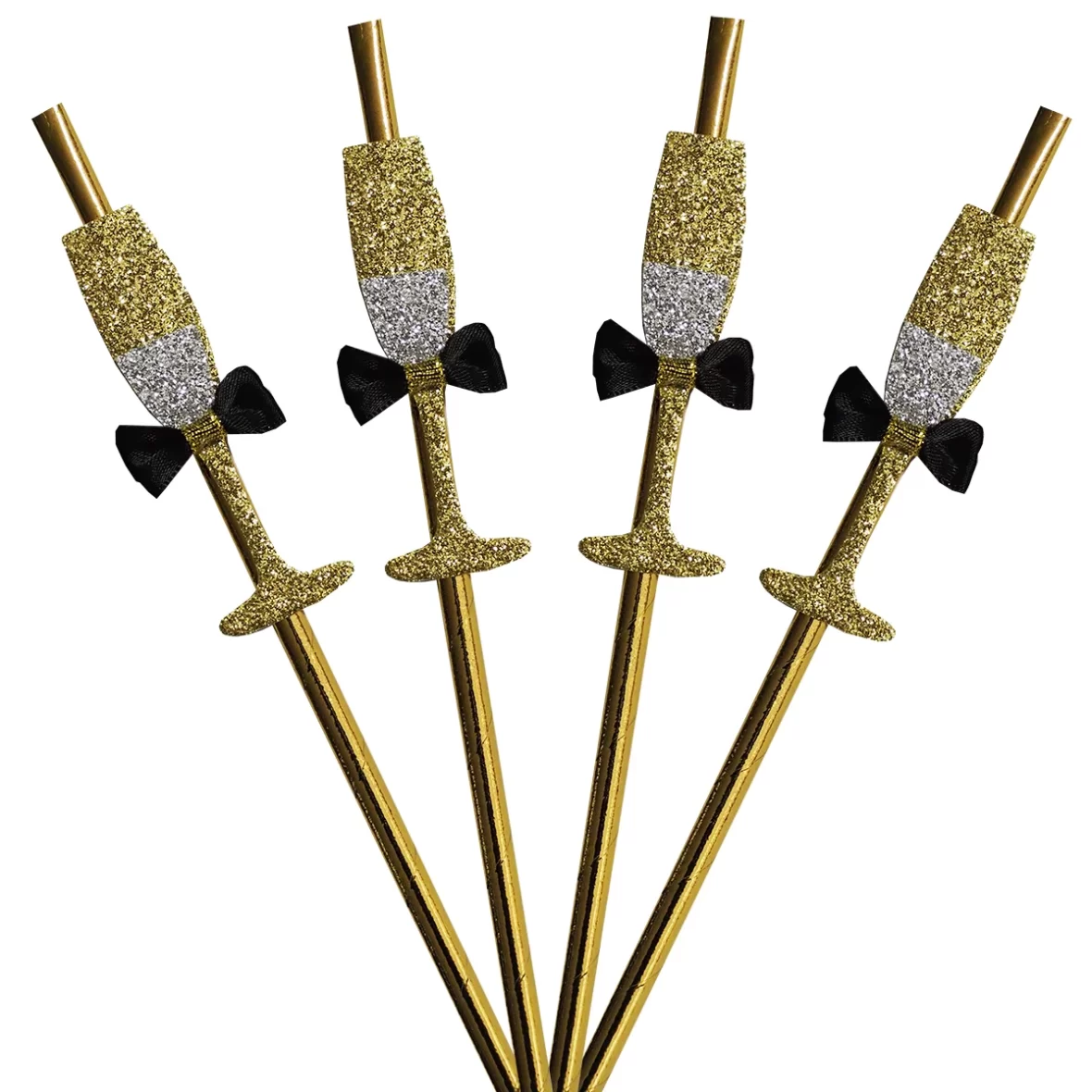 Set 4 paie aurii, model pahar sampanie