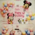 Set aranjament baloane cu tematica Minnie, 40 de baloane multicolore, figurina Minnie, banner si accesorii