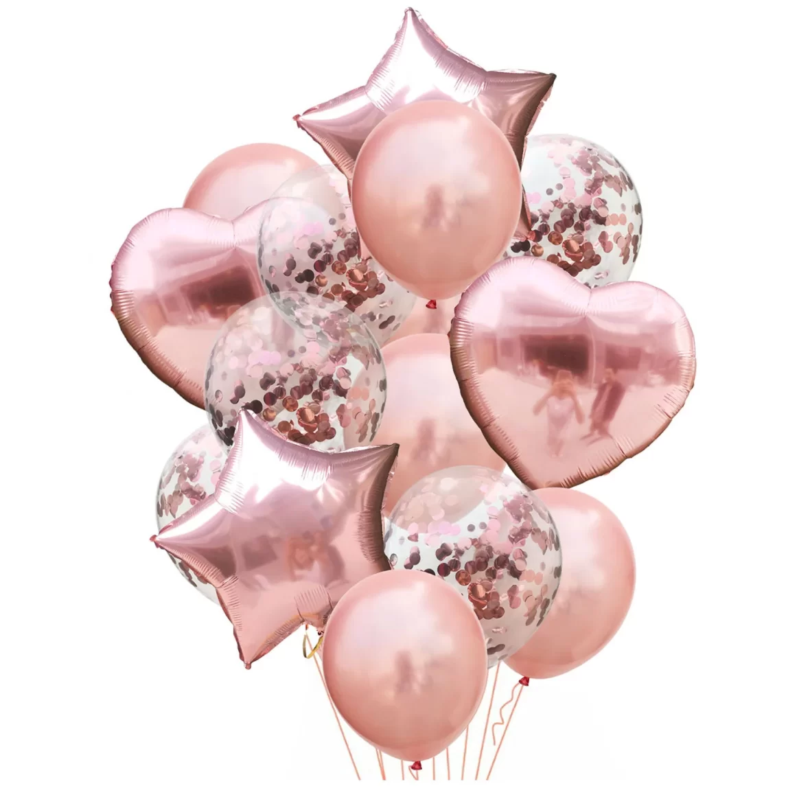 Set 10 baloane folie si latex, rose gold