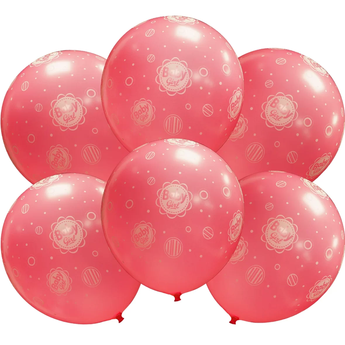 Set 10 baloane latex Baby Girl, roz, 30 cm