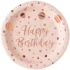 Set 6 farfurii Happy Birthday, model baloane, rose gold