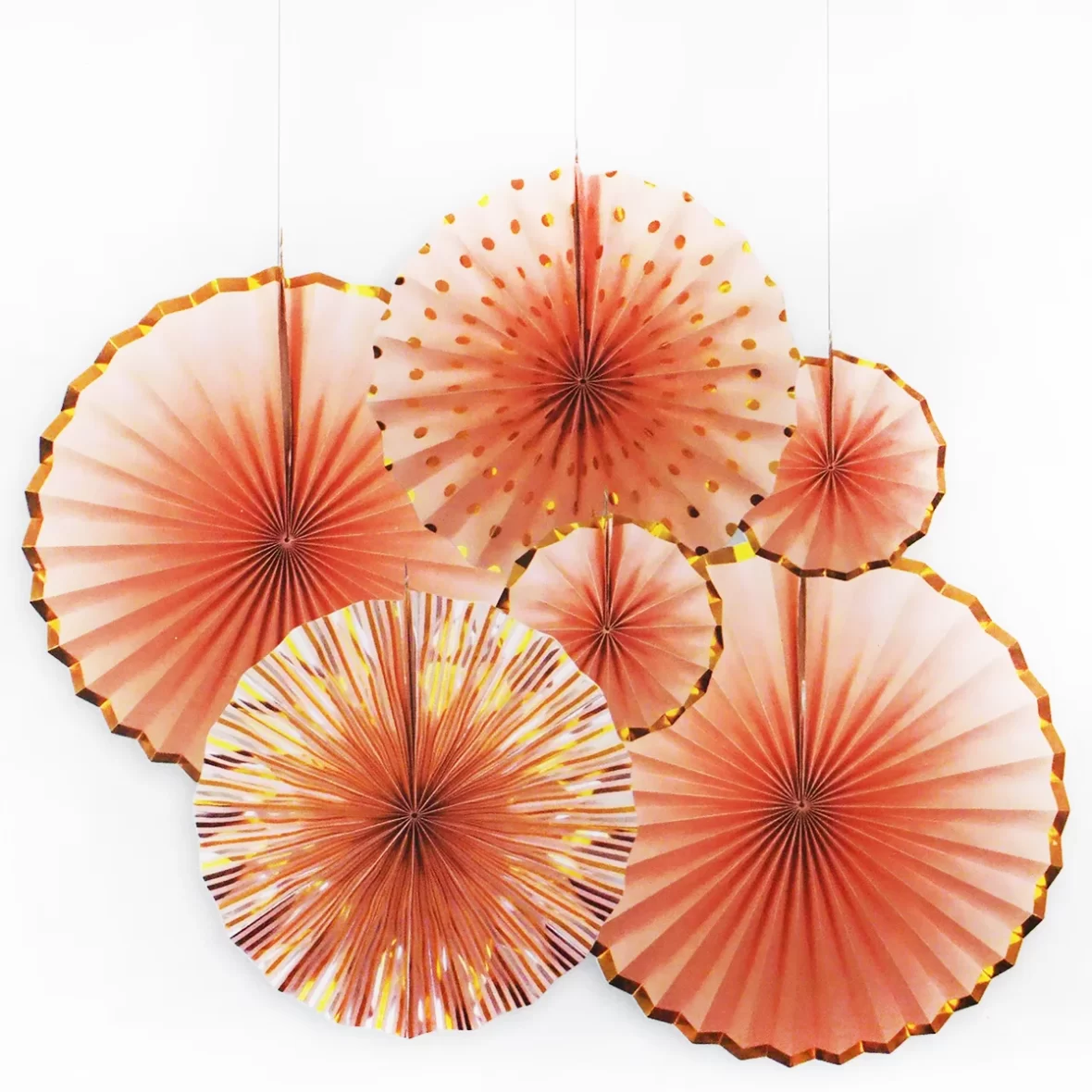 Set 6 decoratiuni Evantaie Hartie, somon