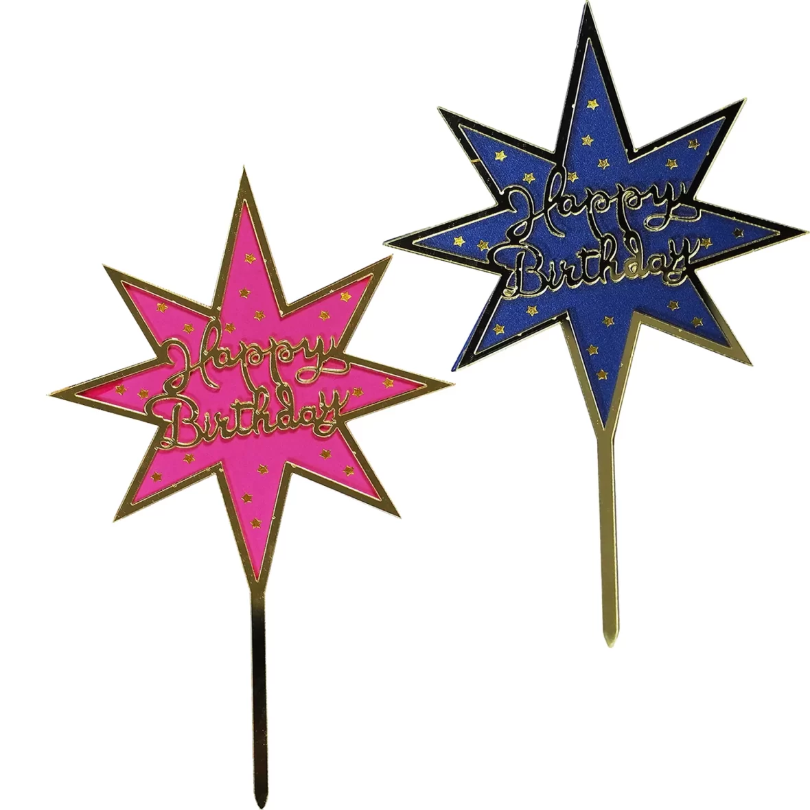 Topper Happy Birthday in forma de stea 20 cm