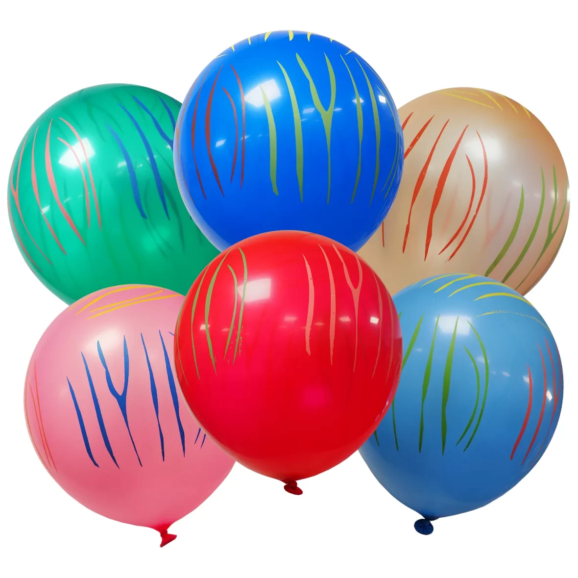 Set 6 baloane latex tigrate, multicolore, 30 cm