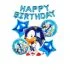 Set aranjament bundle 5 baloane folie Sonic cu ghirlanda HAPPY BIRTHDAY albastra