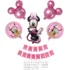 Set aranjament bundle 5 baloane folie Minnie cu ghirlanda Happy Birthday Roz