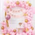 Set aranjament bundle 108 baloane latex Roz cu Ghirlanda Happy Birthday