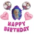 Set aranjament bundle 5 baloane folie Frozen cu Ghirlanda litere folie Happy Birthday roz cu picatele